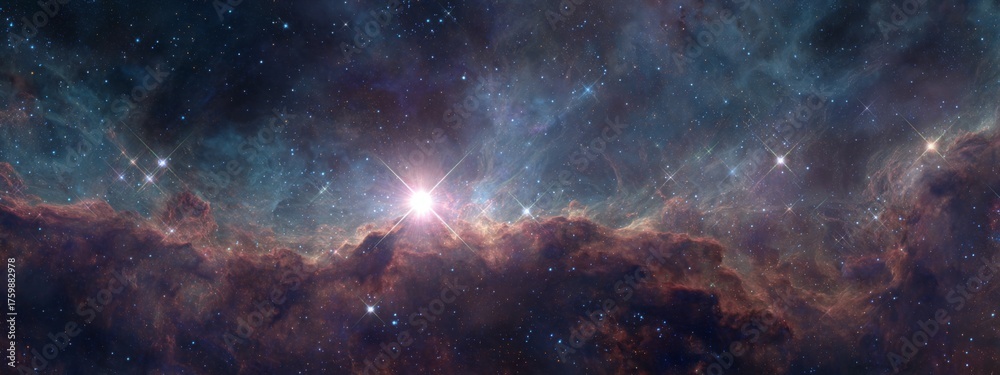 Obraz premium Stunning Deep Space Nebula with Vivid Starlight and Textured Cosmic Clouds in Bright Colors