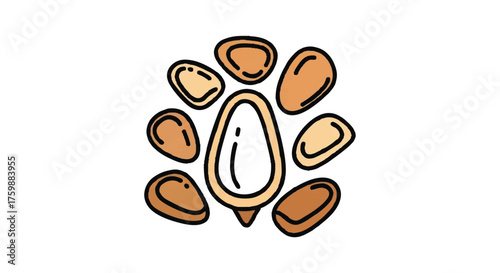 Pine nuts outline icon vector
