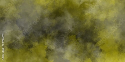 Yellow powder dust smoke on black background. grunge wall, highly detailed textured background.   Watercolor pastel background hand painted. aquarelle colorful stains on paper.