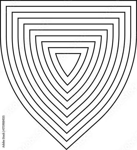 An engraved ancestral shield with concentric lines forming a textured and historical defense emblem.