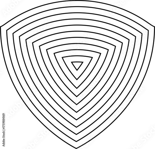 A guardian emblem shield with concentric lines forming a fortified defensive structure.