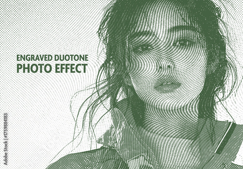 Green Engraved Duotone Photo Effect