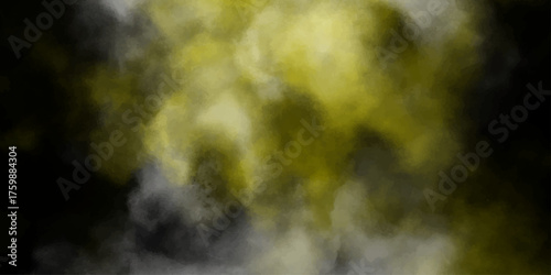 Yellow powder dust smoke on black background. grunge wall, highly detailed textured background.   Watercolor pastel background hand painted. aquarelle colorful stains on paper.