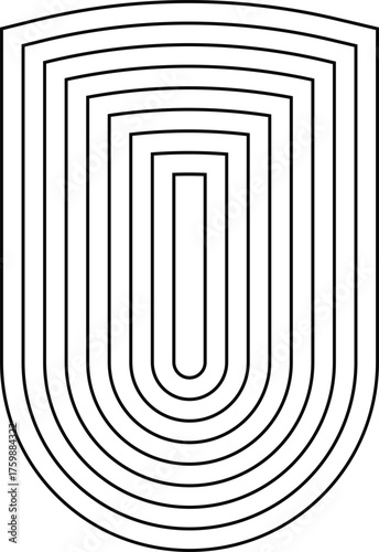 A minimalist warrior badge with concentric outlines forming a sleek, powerful design representing honor.