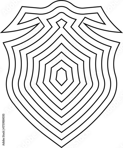A Templar crusader shield featuring multiple concentric outlines forming a structured and historical defense emblem.