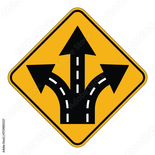 Road sign showing three separate directions