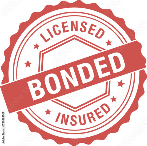 Licensed bonded insured round stamp design vector illustration