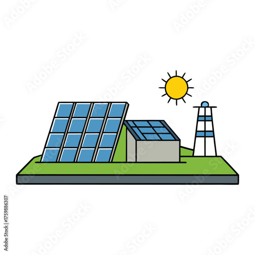 A solar power plant captures sunlight using photovoltaic panels, converting it into clean, renewable electricity that reduces carbon emissions and supports sustainable energy.
