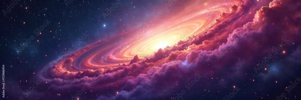 Fototapeta premium Vast cosmic expanse, swirling nebulae and distant galaxies illustrate the immense scale and mystery of the universe's mass A breathtaking view of the cosmos , solar system, universe mass, space