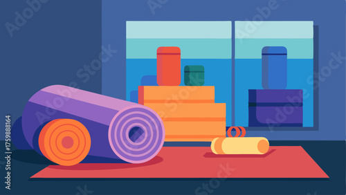 A corner designated for stretching and warmup exercises with yoga mats and foam rollers