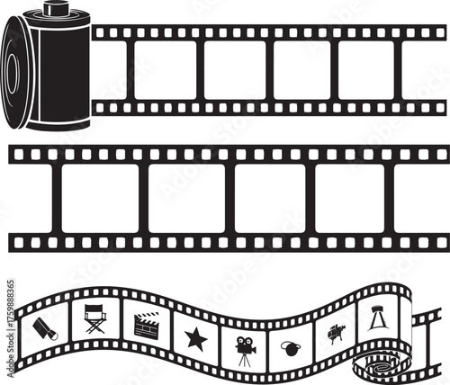 Retro Film Strip Frame – Transparent Background Video and Photo Film Roll PNG Image