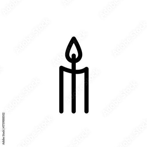 Candle illustration with a teardrop flame in minimalist style for Christmas  