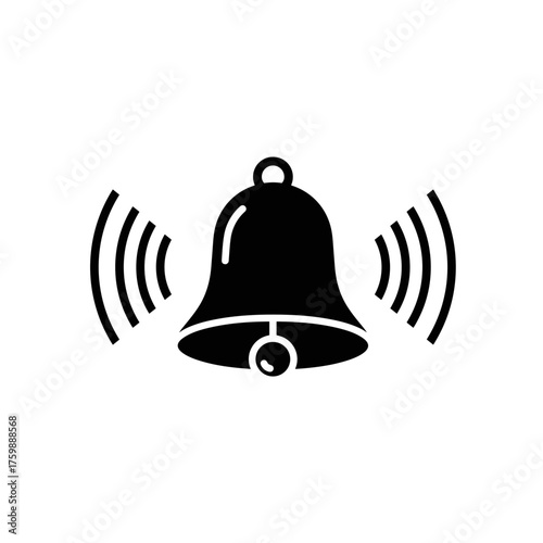 Jingle bell ringing with sound waves around it symbolizing Christmas  