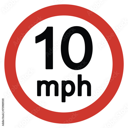 Ten miles per hour speed limit road sign