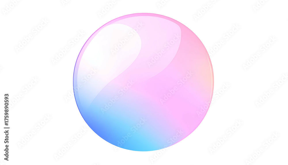 Obraz premium A glossy, spherical shape with a smooth gradient of pink, blue, and white against black
