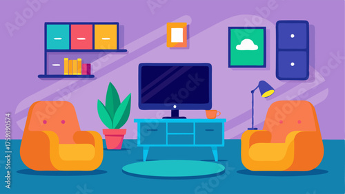 A cozy corner with comfortable chairs and a smart TV for streaming educational videos.