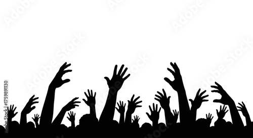 Raised Hands Silhouette Symbol of Unity, Celebration, and Support in Vector Art