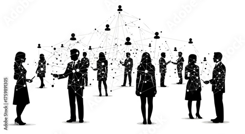 Network of people connected with each other, social network, business connection, collaboration