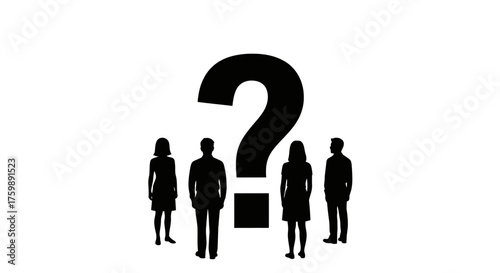 Uncertainty and Group Decisions A Silhouette Depiction of People Facing a Question Mark