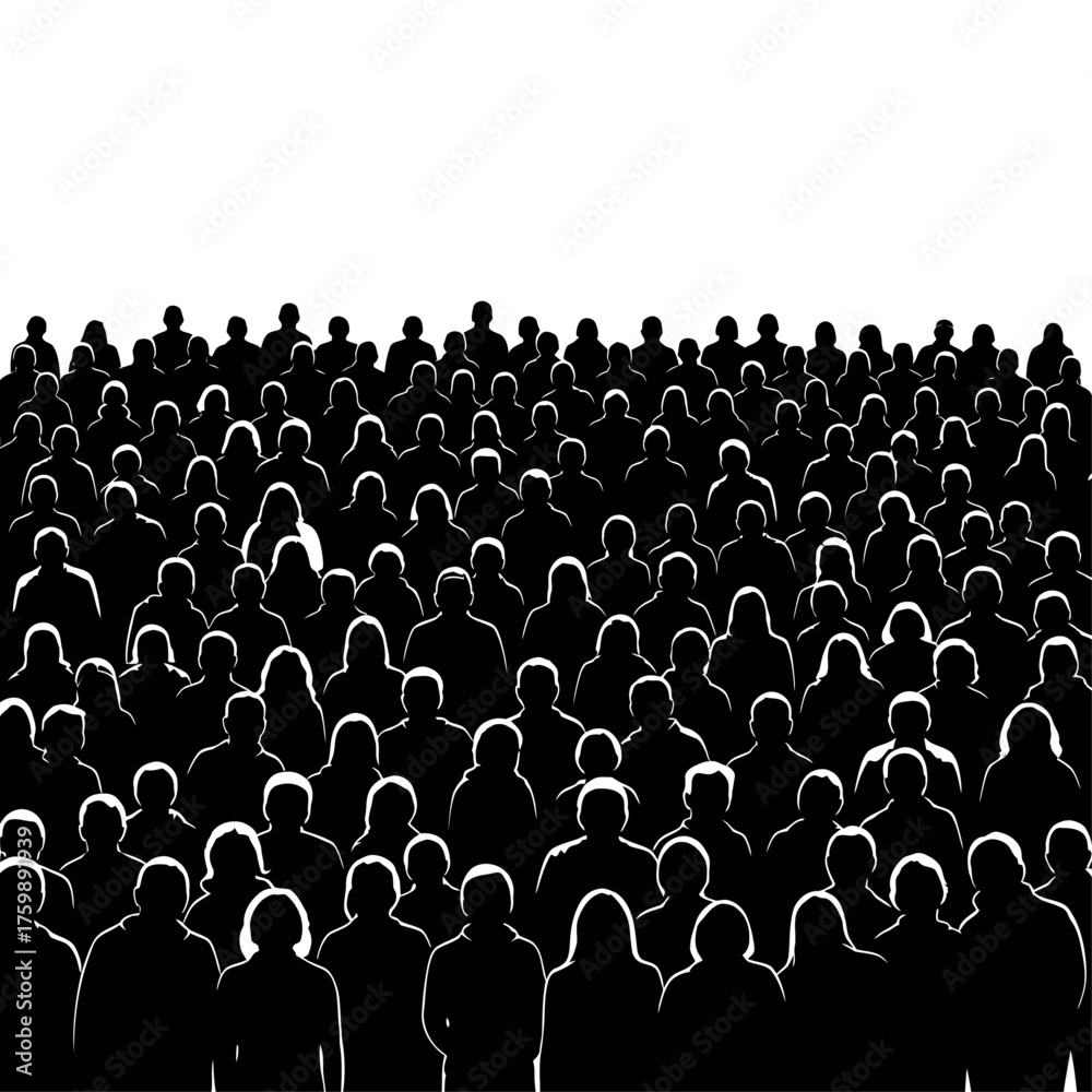 Fototapeta premium Silhouetted Crowd A Monochrome Depiction of Collective Presence and Unity