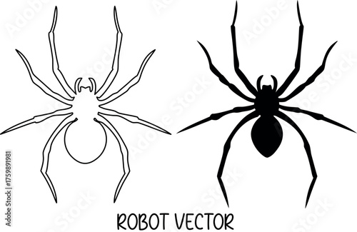 spider silhouette vector, halloween spider black symbol
