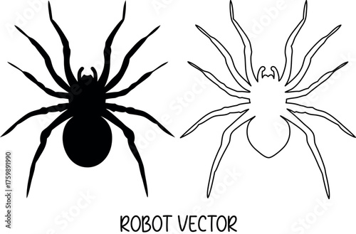 spider silhouette vector, halloween spider black symbol