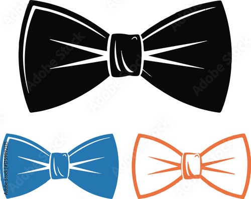 Black blue orange bow tie icons on white background neckwear formal vector illustration EPS file download.
