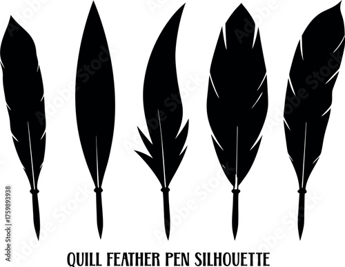 feather quill pen silhouette vector, feather quill pen black symbol, feather quill pen  icon