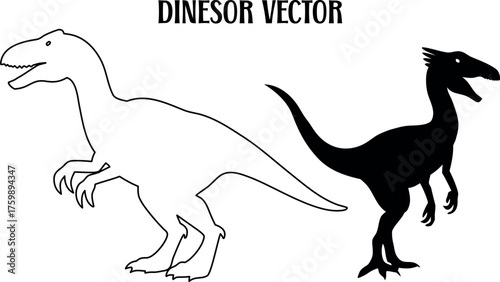 dinosaur black silhouette vector, dinosaur outline art, dinosaur line art