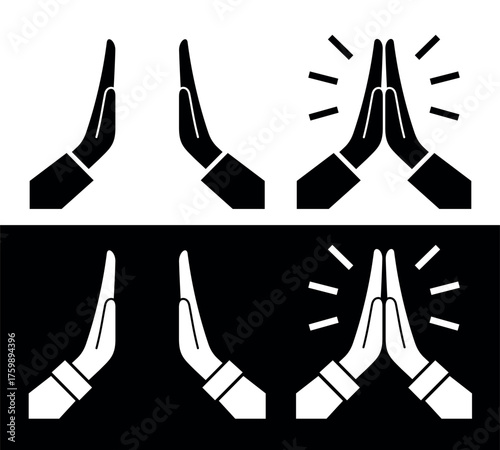 The "high five" icon. A hand gesture made by two people. It indicates support, praise, or approval. It symbolizes agreement or greeting. It's a clap of the hands or palms, a tap, or a slap.