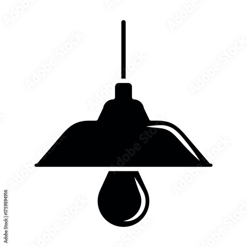 Hanging Lamp Icon Vector – Modern Ceiling Light Symbol