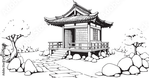 japanese temple in the morning