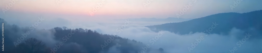 Obraz premium Mysterious and ethereal fog rolls across a vast, unseen landscape, creating a sense of mystery and wonder Perfect for fantasy, horror, or atmospheric backgrounds , soft, texture, serene