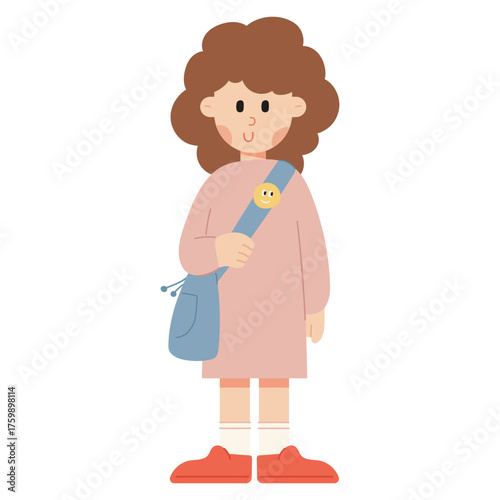 Flat cartoon vector illustration of a girl student. Education and learning concept with cute child character, perfect for academic, classroom, and people design themes.