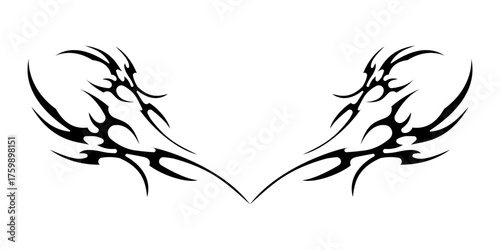 Abstract neo tribal element. Set of neo tribal shape. Aesthetic y2k cyber gothic style. Vector illustration.