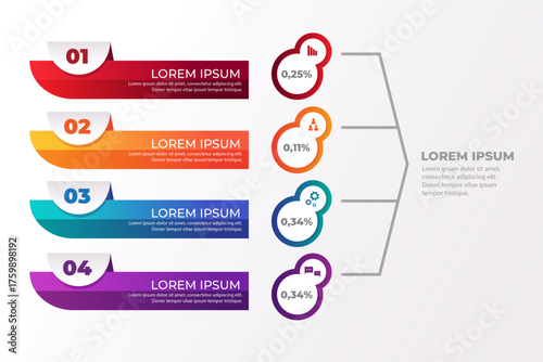 Colorful 4-Step Infographic Template with Percentages and Icons
