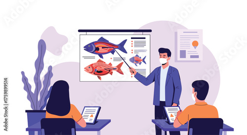 Educational presentation on fish anatomy and growth patterns.