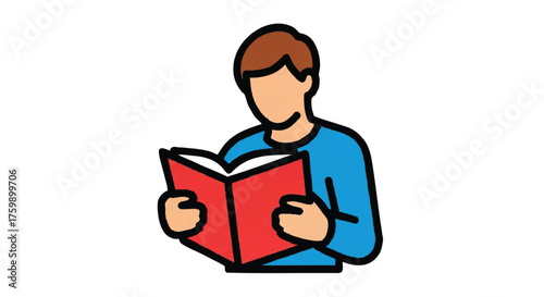 Person reading book outline icon vector