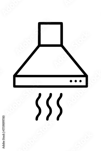 Sleek kitchen extractor hood icon for modern home design projects, ensuring fresh air while cooking, ideal for interior design and appliance visuals.