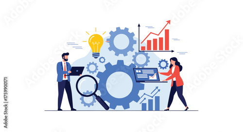 Teamwork and collaboration for business growth through data analysis.