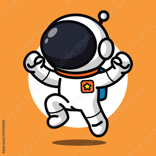 Cute Astronaut Dancing Cartoon Illustration for Fun and Celebration Concept