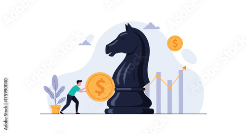 Strategic financial planning using chess strategy and coin investments.