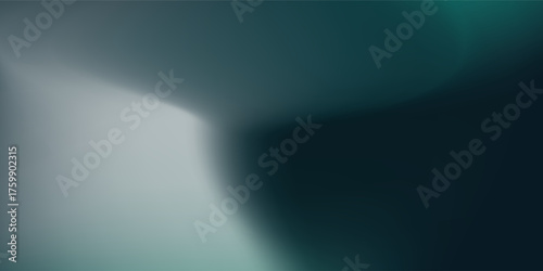 Modern White green blurred gradient on dark grainy background, glowing light spot, copy space