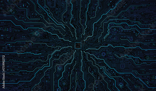 CPU Chip on Motherboard. Central Computer Processors CPU concept. Quantum computer large data processing database concept. Futuristic microchip processor. Digital chip.