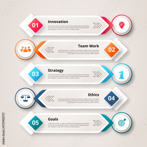5-Step Business Infographic Template with Icons and Arrows