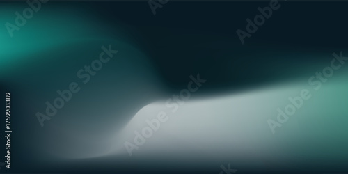 Modern White green blurred gradient on dark grainy background, glowing light spot, copy space