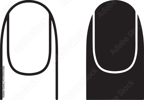 Outline and Solid Fingernail Icons silhouette