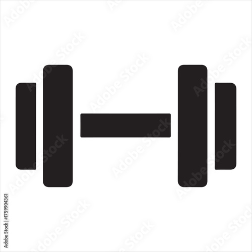 Simple black silhouette icon of a dumbbell representing fitness and weightlifting on a white background