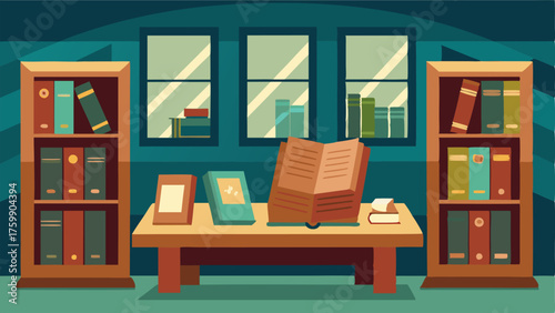 A display case showcasing rare books and mcripts from the universitys collection.