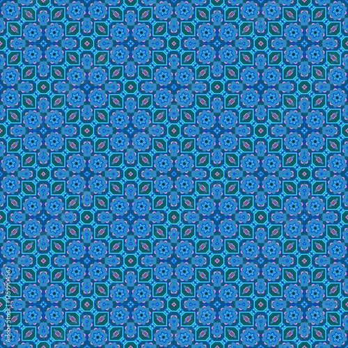 seamless pattern with blue flowers